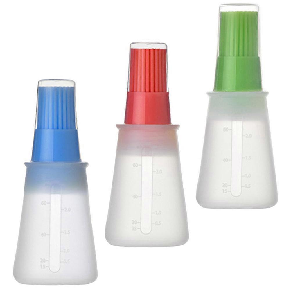 Silicone Oil Brush Bottle with Basting Design for Kitchen Use Assorted Color 3pcs