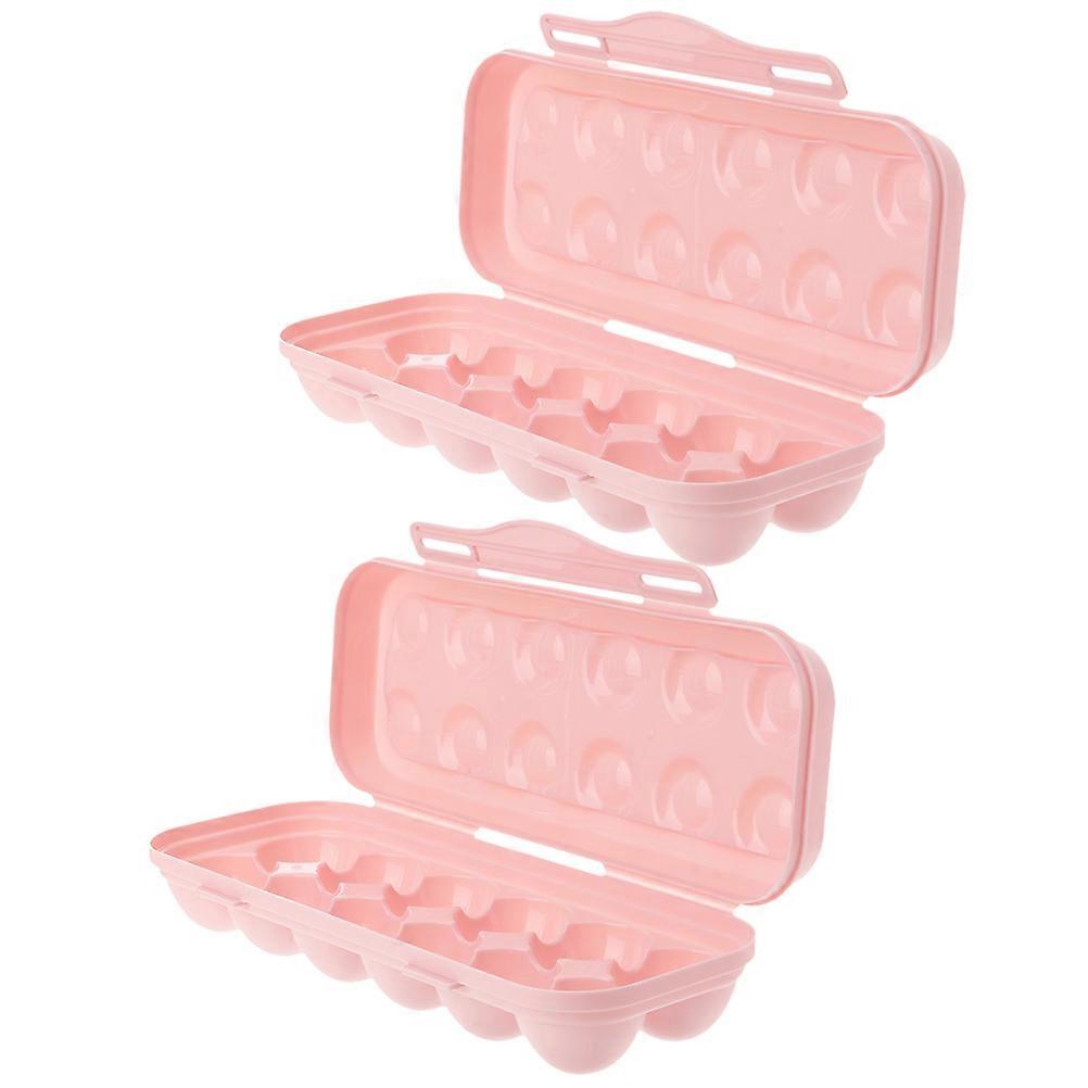 Pink Plastic Egg Storage Box with Grooves Design for Home Fridge Organizers Eggs
