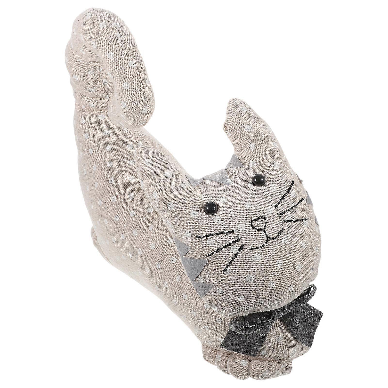Cute Animal Shaped Door Guard Cat Weighted Interior Doorstop Stuffed Home Decoration Light Grey 28x10cm Indoor Use 1Pack