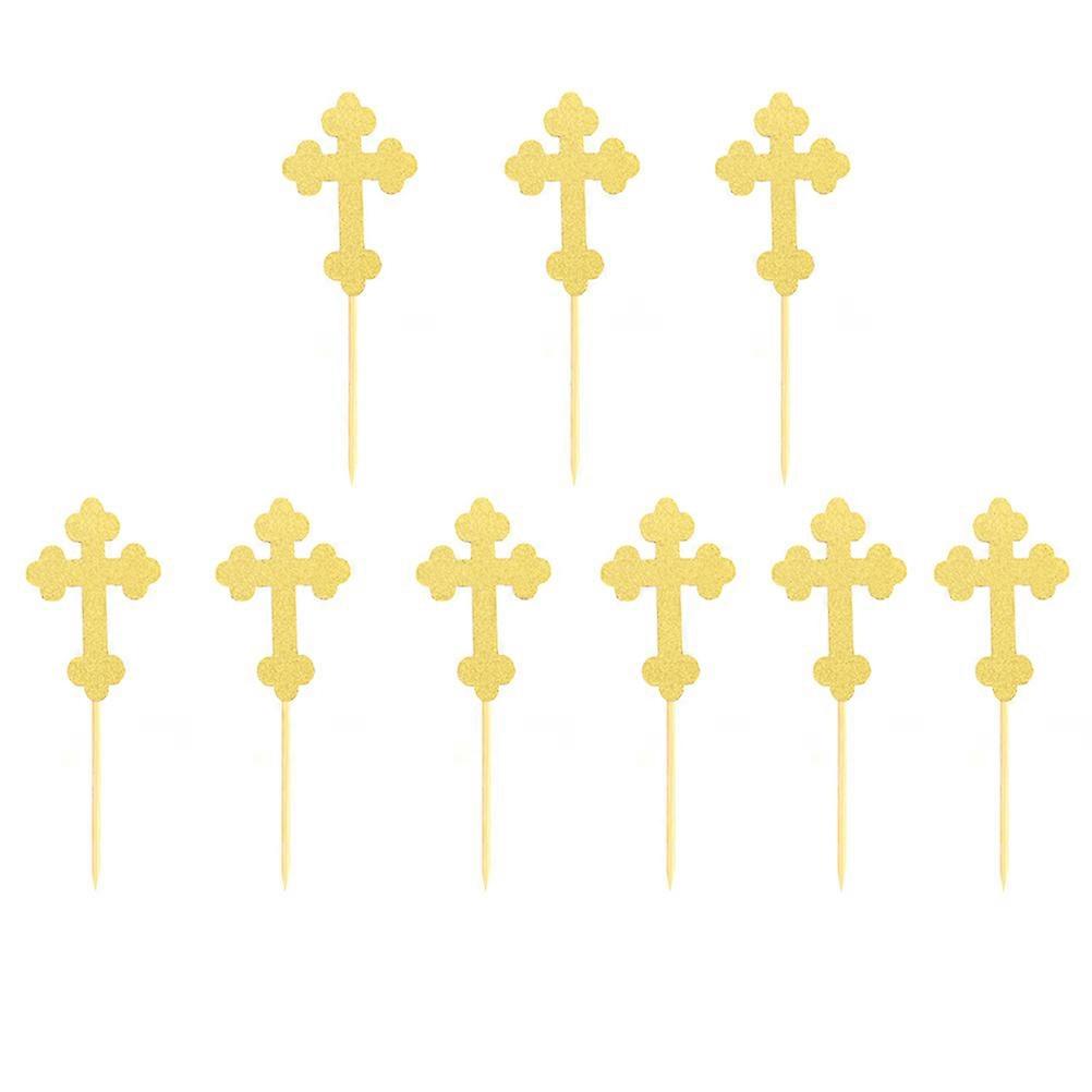Golden Paper Cake Toppers for Decor Use 24pcs Creative Fruit Picks for Birthday Party and Festival