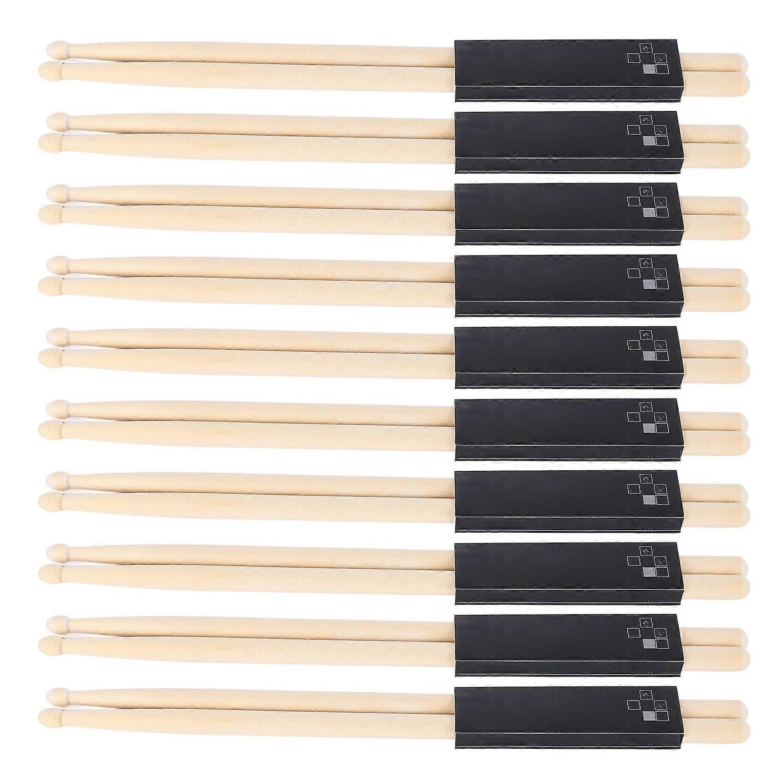 10 Pairs Drum Mallet 7A Wood Drumstick Wooden Drum Stick Instrument Accessory for Playing Replacement