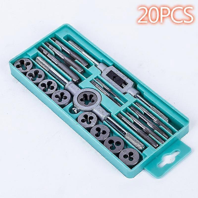 Hand tool set 20pcs/set metric tap and die set m3-m12 screw thread plugs straight taper reamer