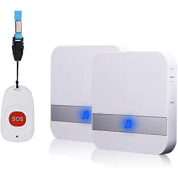 Wireless personal alarm for elderly and sick, with patient alarm and emergency button (1 to 2 white)