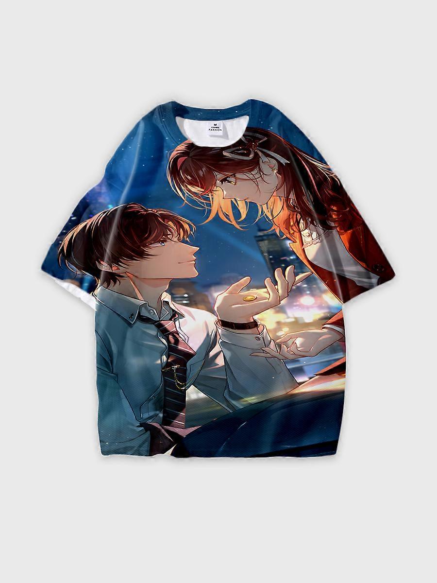 T-shirt round neck Role Pattern loose short sleeve E2380