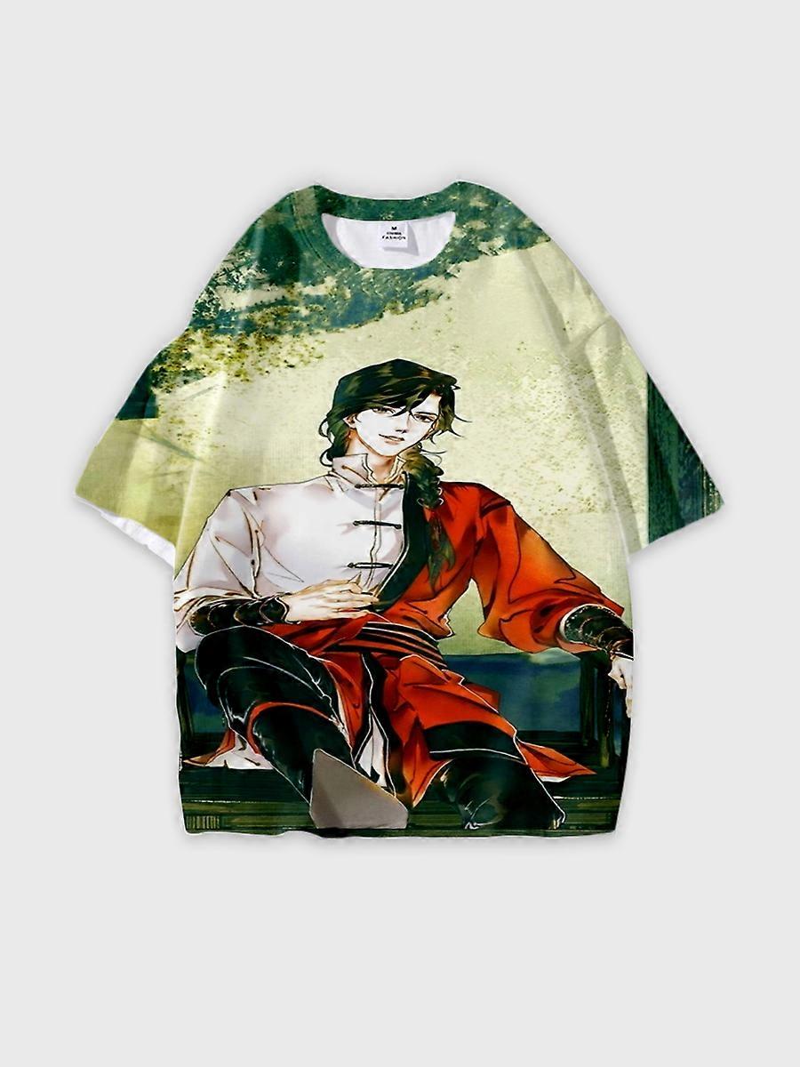 T-shirt round neck Role Pattern loose short sleeve E2160