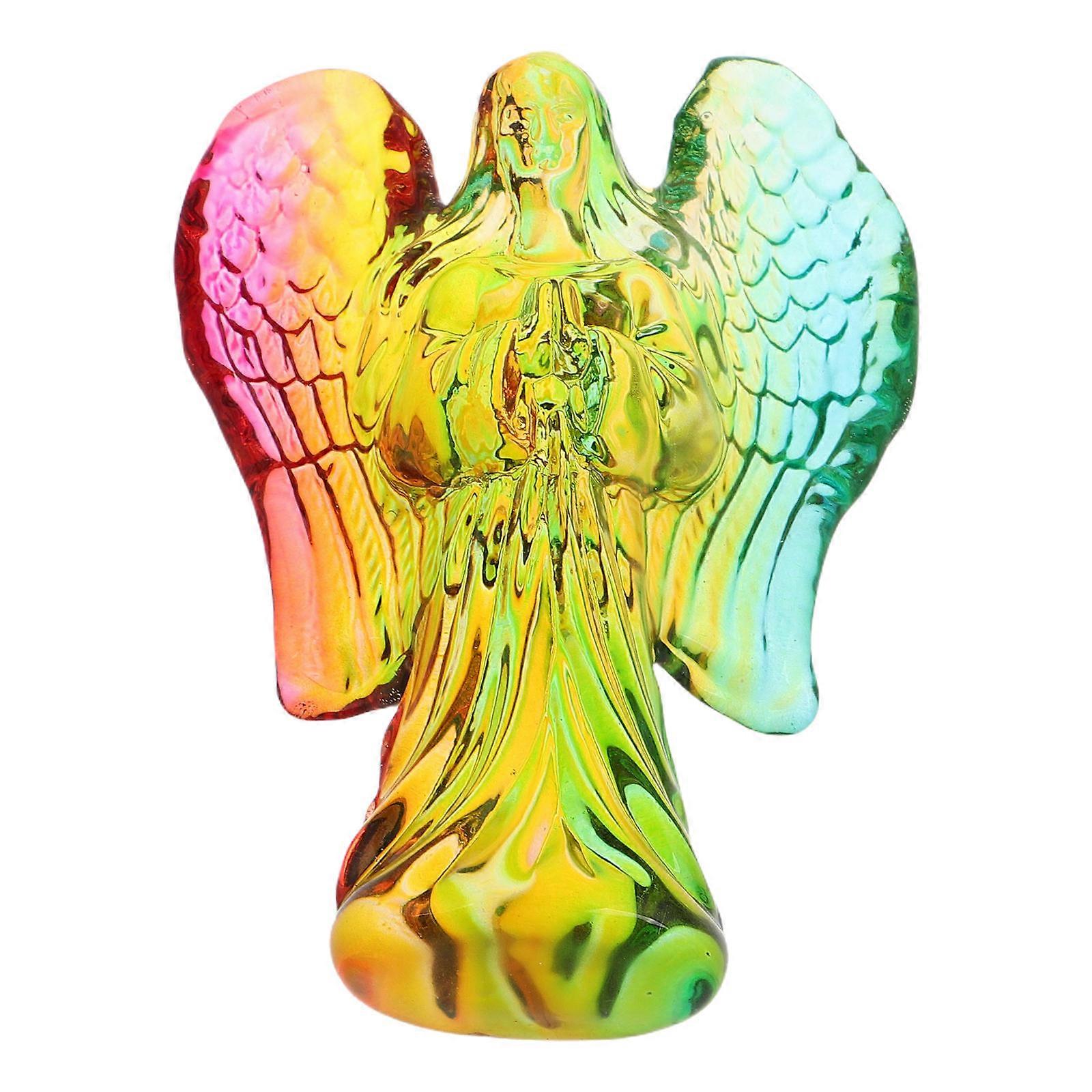 Crystal Angel Figurine with Craftsmanship for Home Decors Multi Color