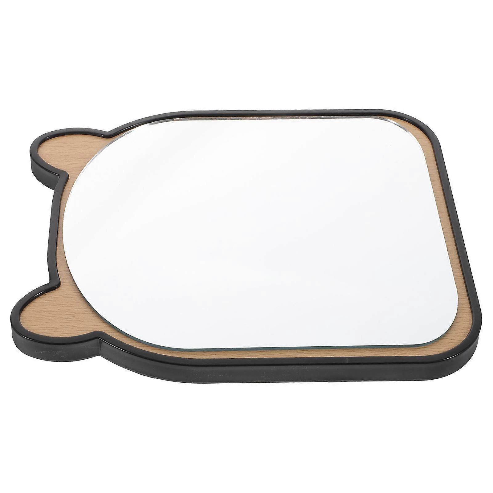 Wooden Animal Makeup Mirror for Desk – Lightweight Portable Desktop Mirror with Bear Design for Home, Office, and Travel Use