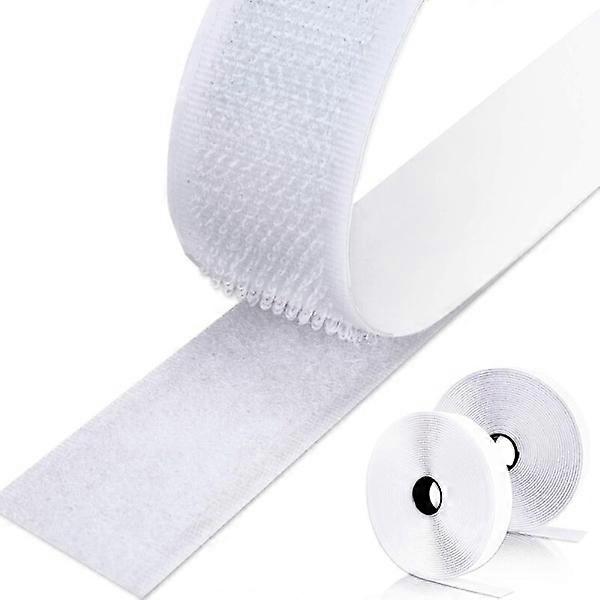 Double-sided scratch sticker 8M, self-adhesive scratch tape self-adhesive hook and loop tape for wall decorations mats 20mm (white)