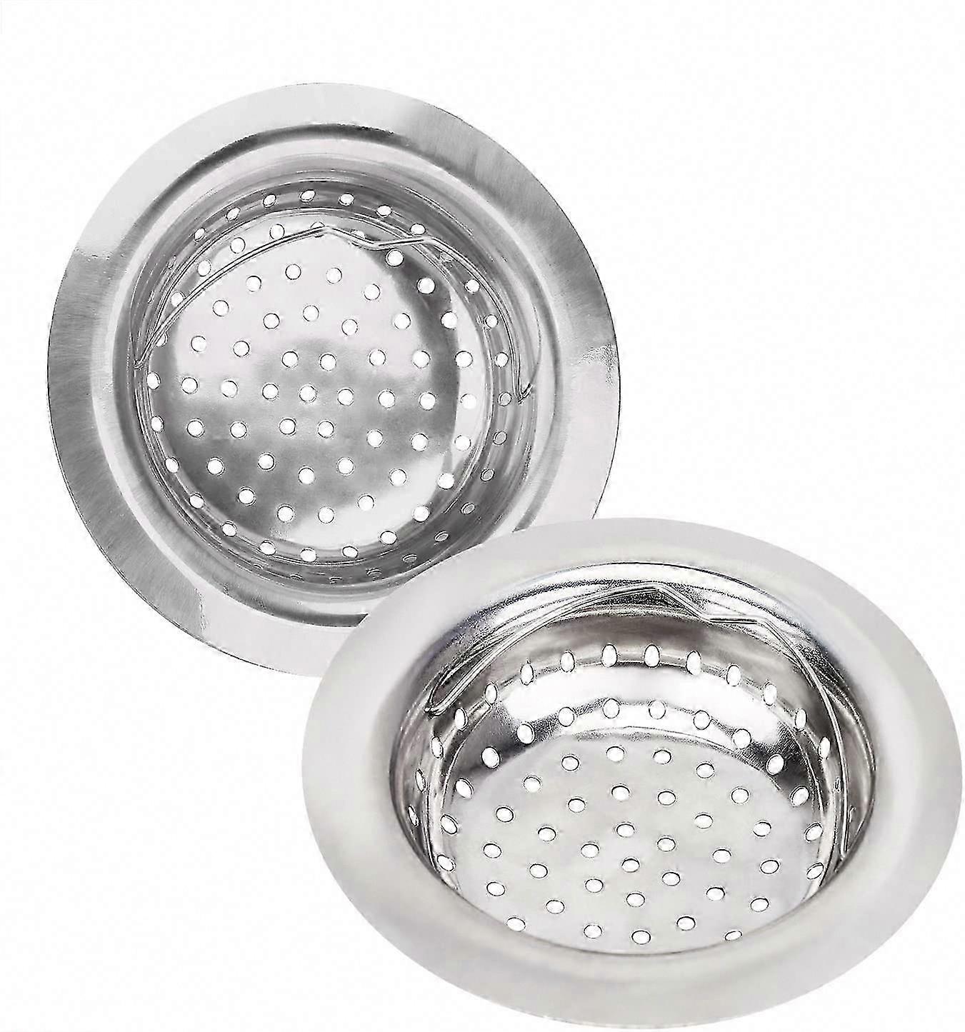 2 PCS Stainless Steel Kitchen Sink Strainer Filter Hand-held Protector for Drain