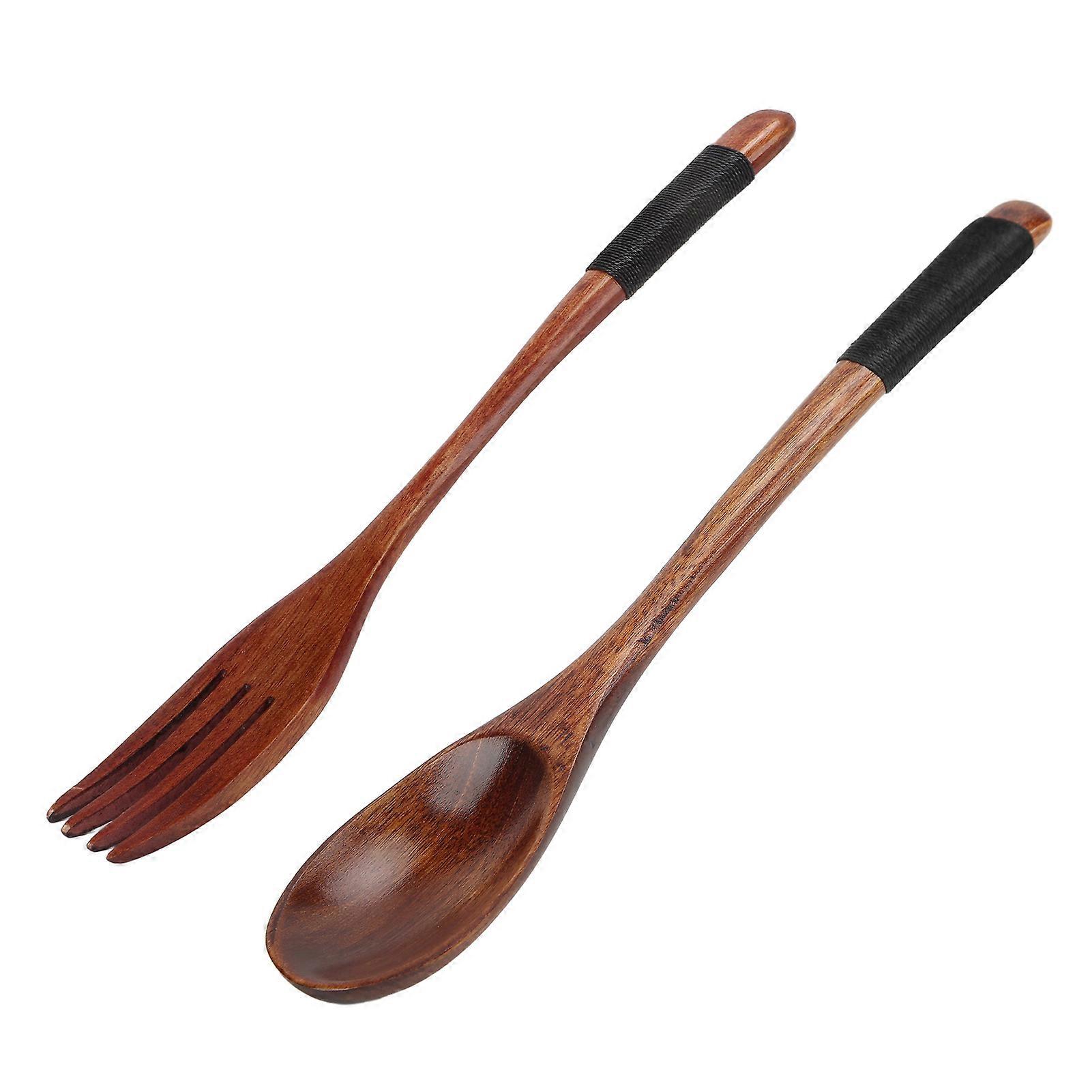 Japanese Spoon Fork Set Light Strong Rope Winding Processing Increase Hand Friction Wooden Utensils