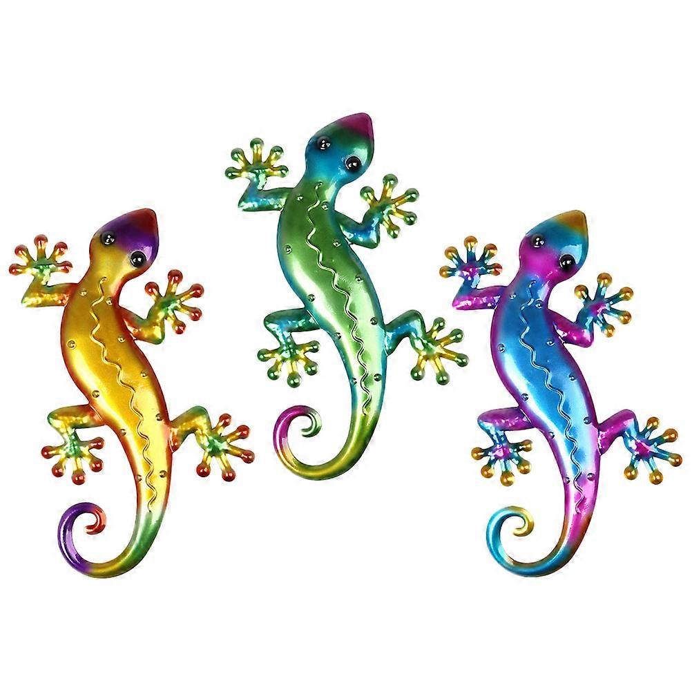 Iron Lizard Shaped Decor for Wall Art Crafts Assorted Color Lightweight and Durable 3 Pieces