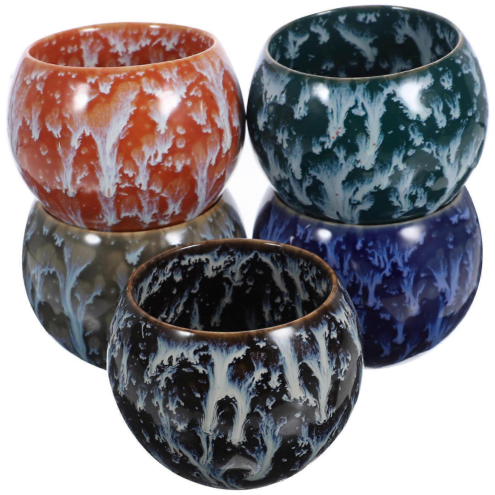 Stylish Ceramic Tea Cups 5Pcs Classic Assorted Color Unique Shape For Tea Ceremony Gift Item