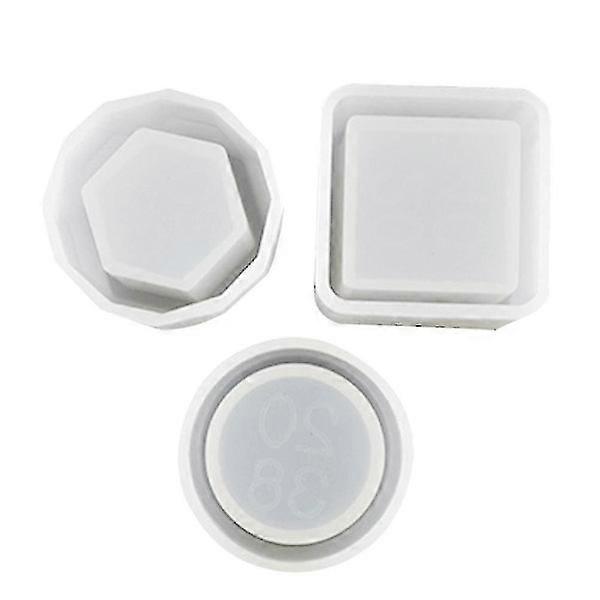 3 Pcs Silicone Casting Mold Crystal Epoxy Resin Mold Square Round Hexagonal Flower Pot for DIY