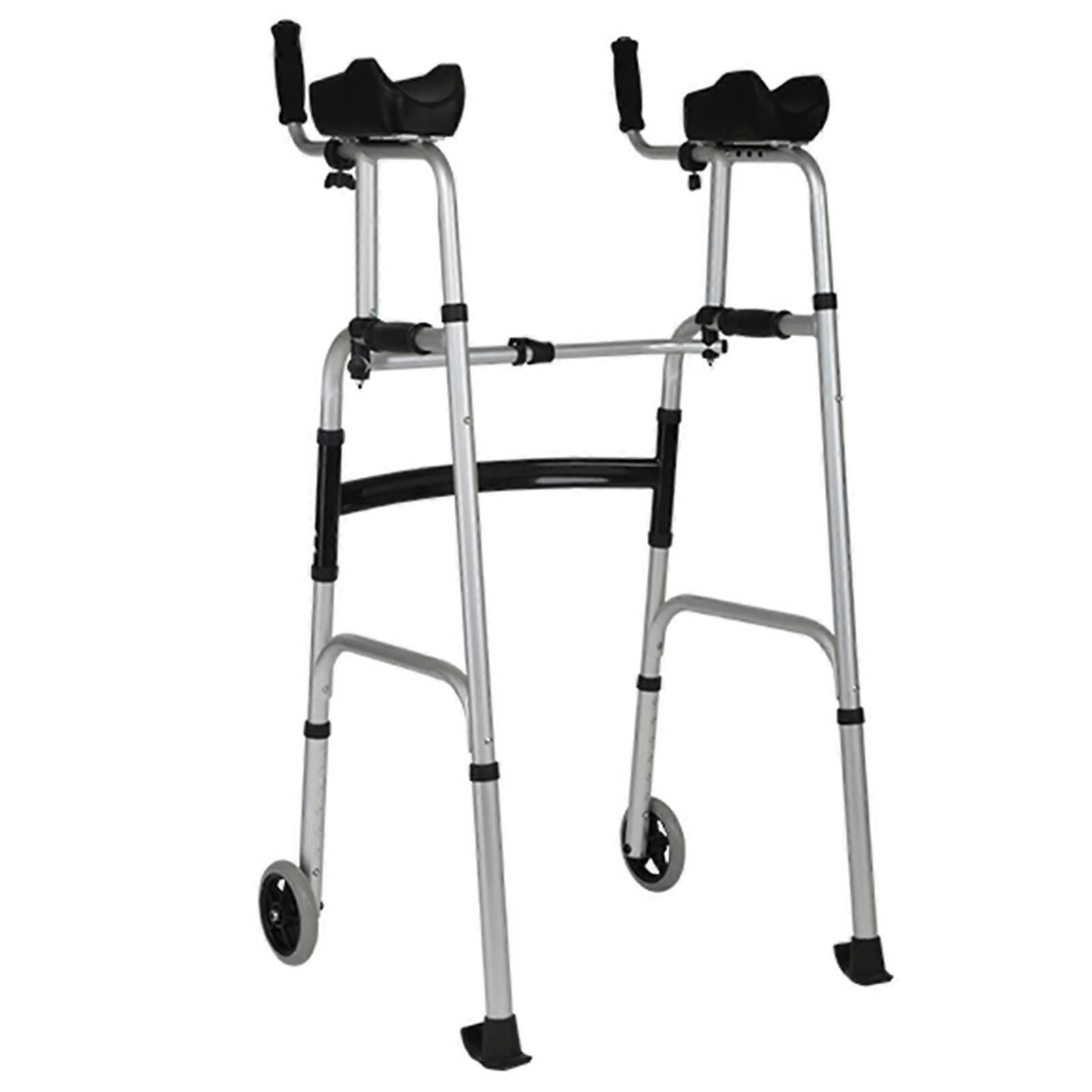 Walking Frame Upright Standing Walker with 2 Wheels and Forearm Support