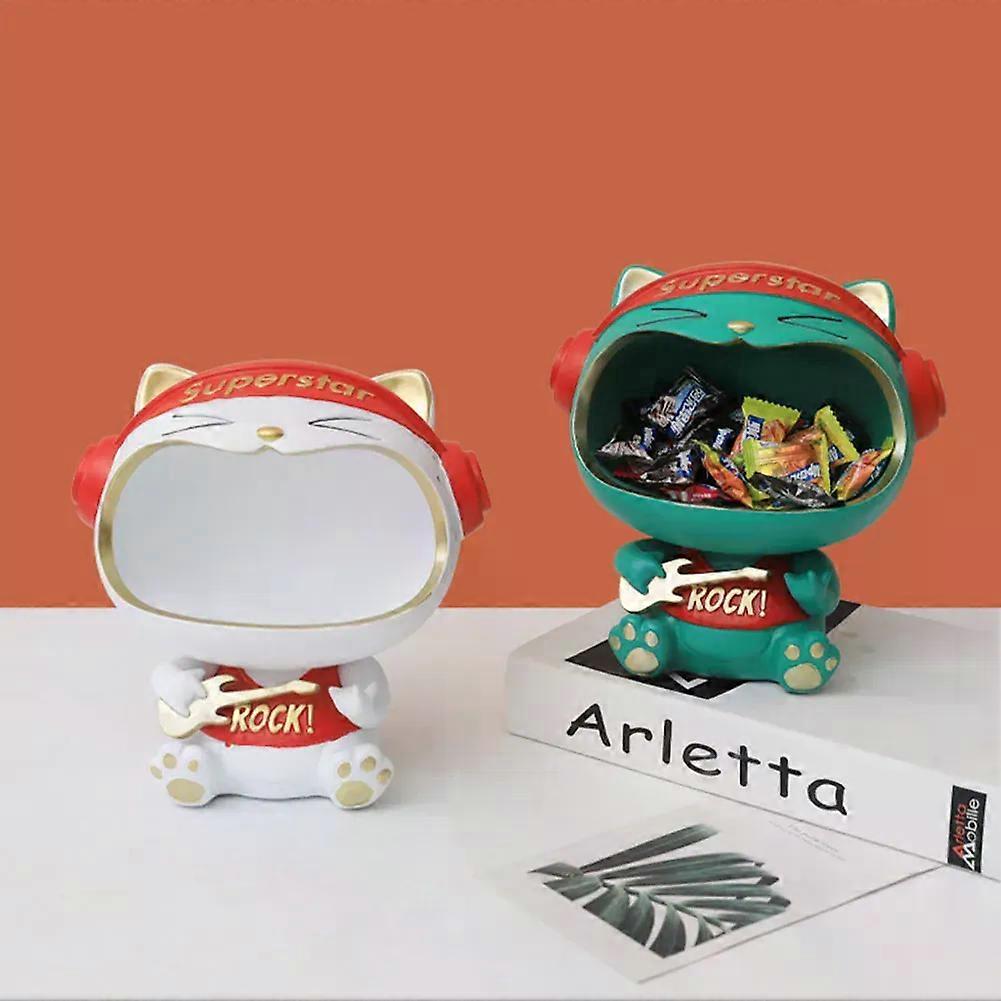 Lucky Cat Scultura Statua Ornamenti Nordici Figurina Chiave Snack Articoli Vari Vassoio di Stoccaggio Scrivania Organizzatore Decorazioni Per La Casa