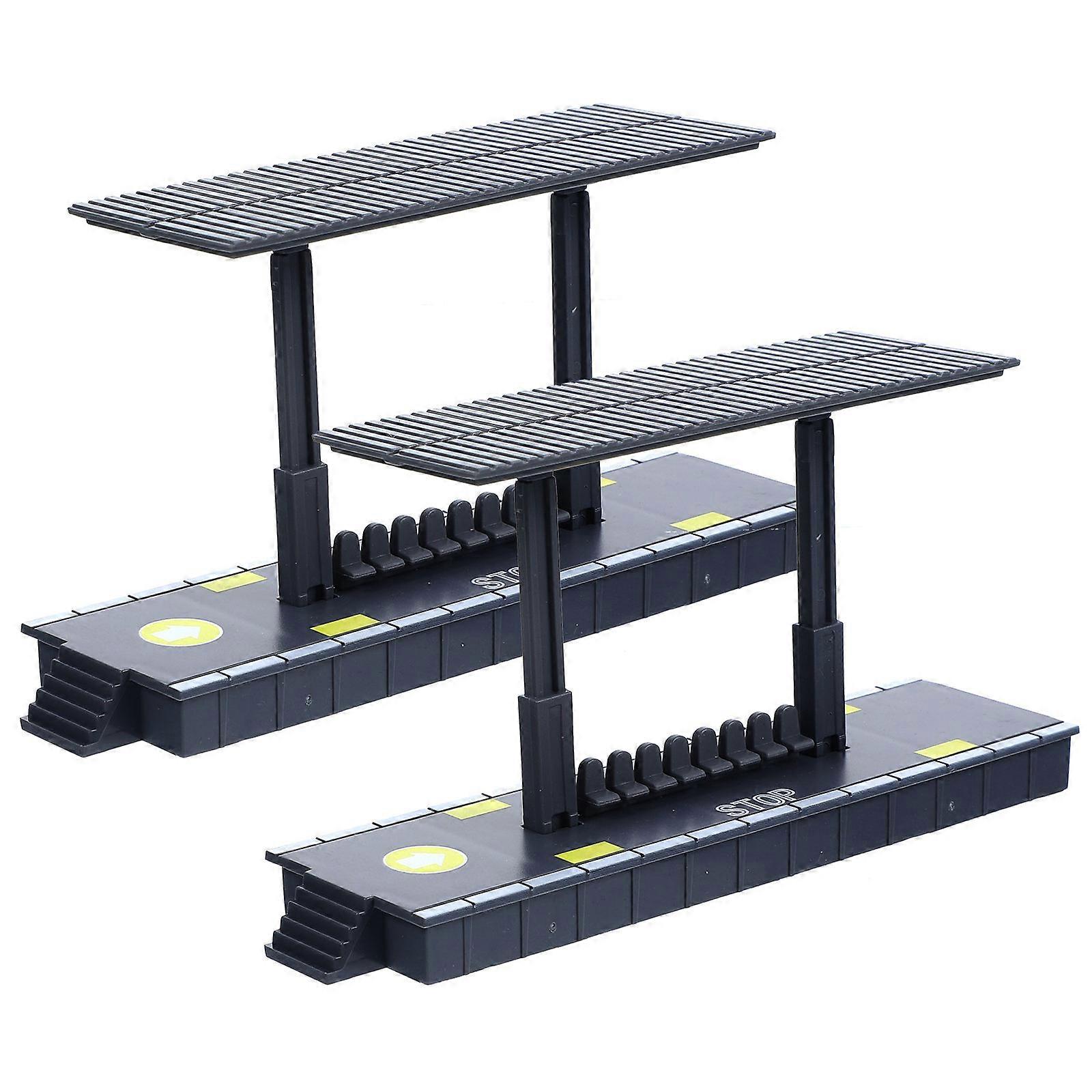 Station Platform Model for Games DIY with 2Pcs Train Railway Accessories
