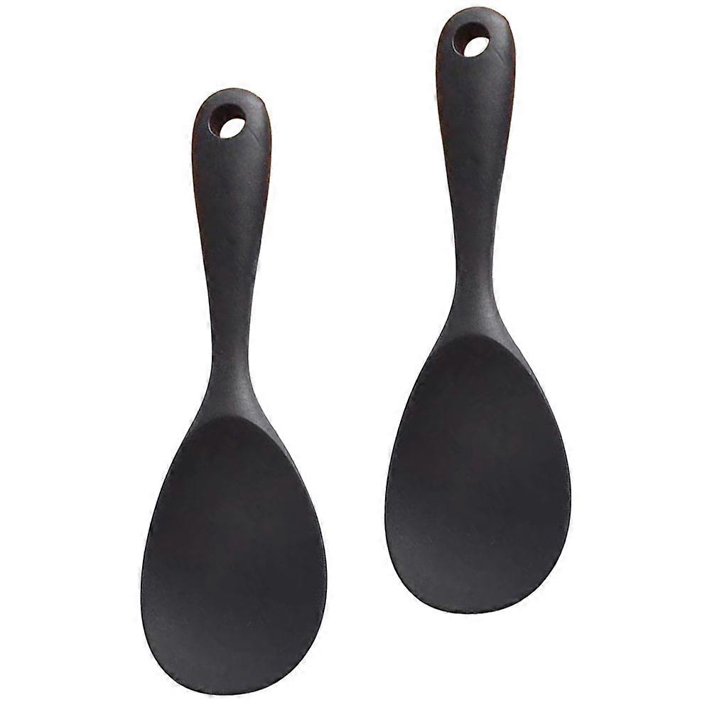 Black Silicone Rice Scooper for Cooking and Practical Design with Human Grasping Habit 2Pcs