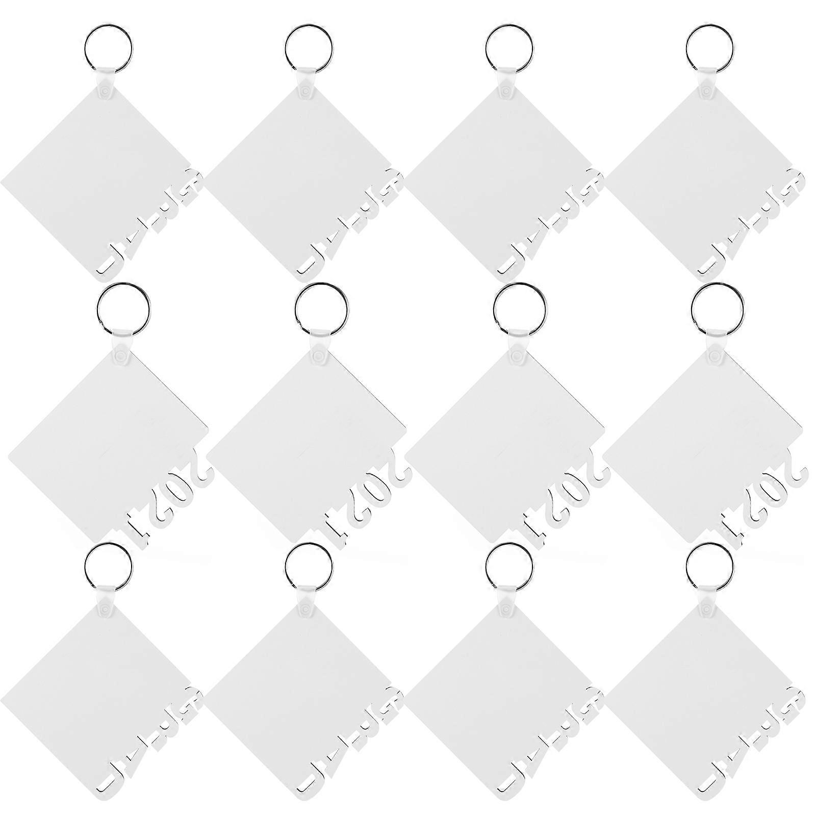 20Pack Blank Key Chains For Graduation Ceremony Students 7.4X7.4cm White Suitable For Handmade Projects