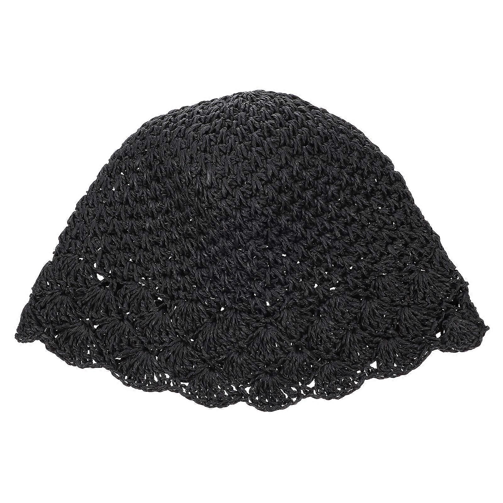 Stylish Foldable Sun Hat for Decoration Lightweight Black Straw 1pc