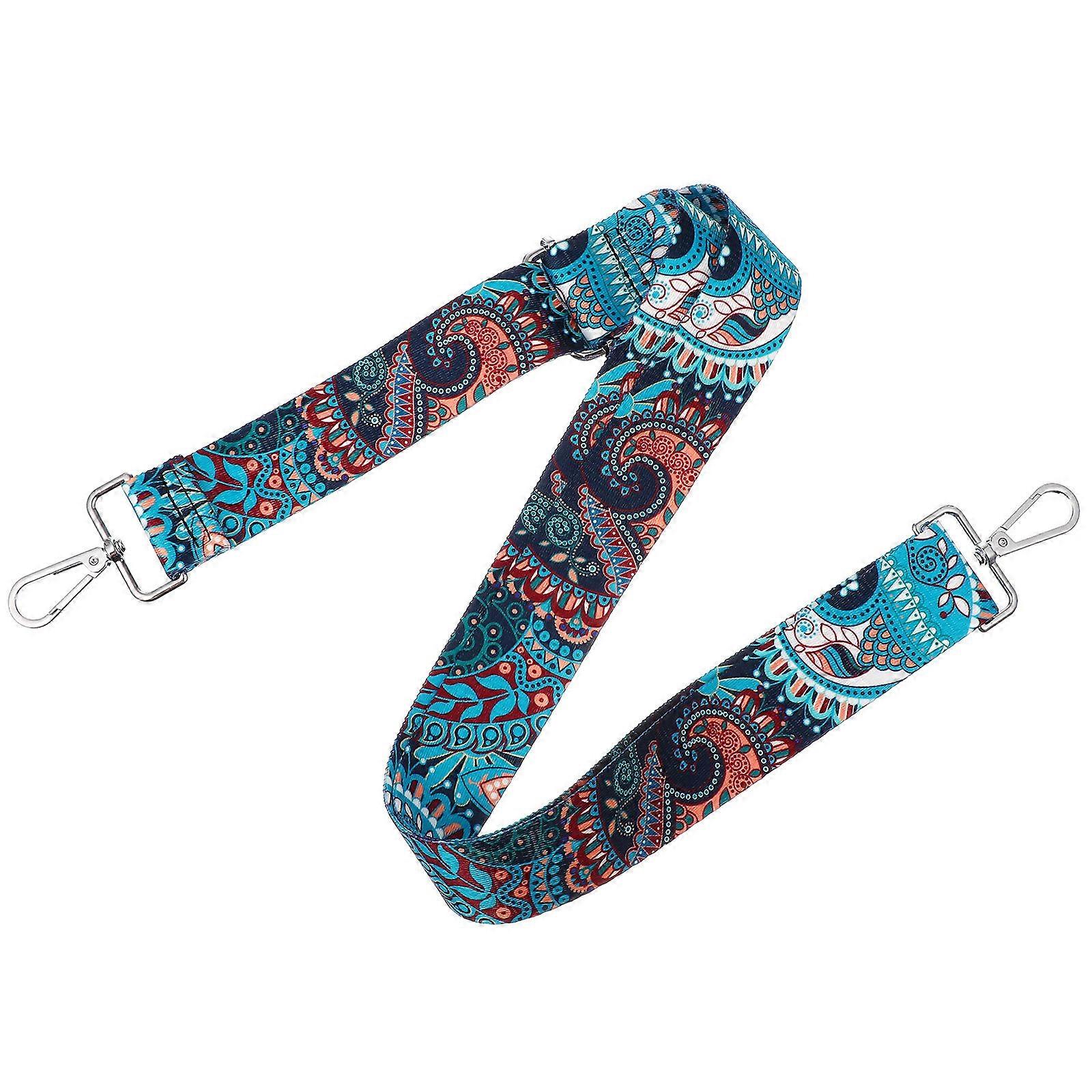 Ethnic Style Adjustable Length Handbag Strap Purse Strap Replacement Crossbody Strap Blue
