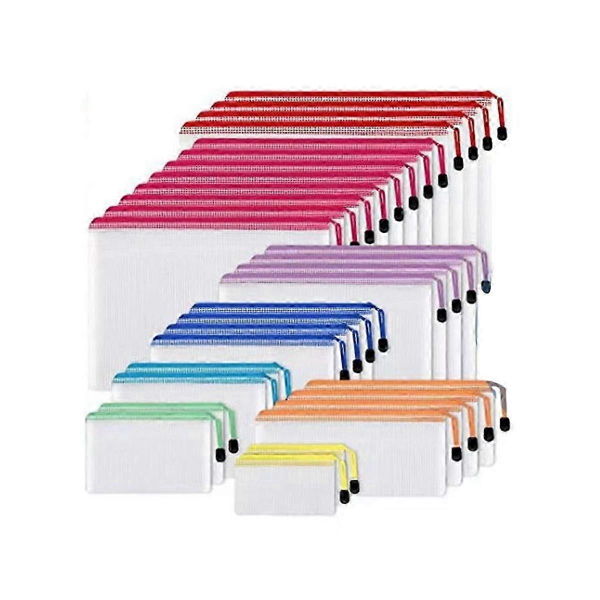 30PCS Waterproof Mesh Zipper Pouch for Document Organization