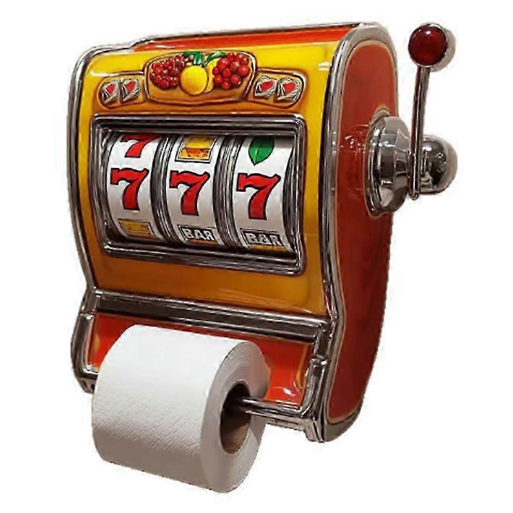 En spilleautomat og salgsautomat toalettrull og toalettpapirholder.