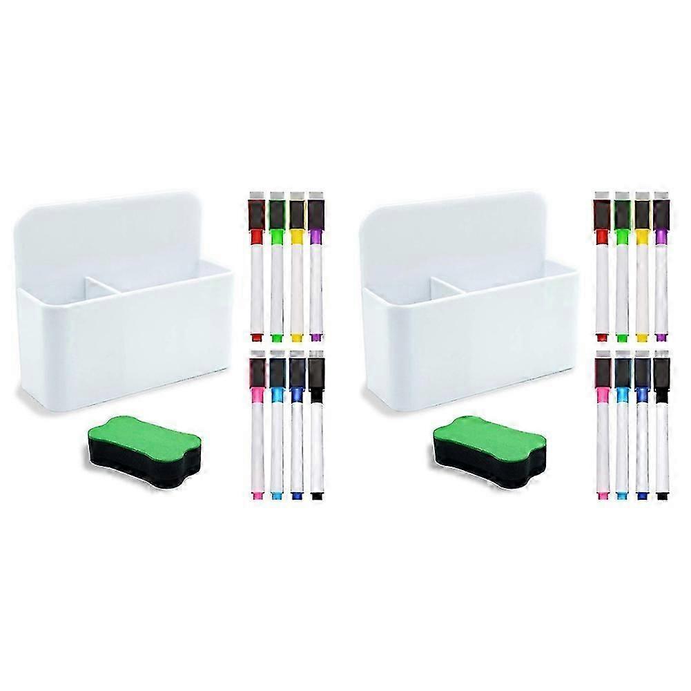 2X Magnetic Dry Erase Marker Holder, Magnetic Marker Holder for Whiteboard, 16 Pieces Magnetic Dry