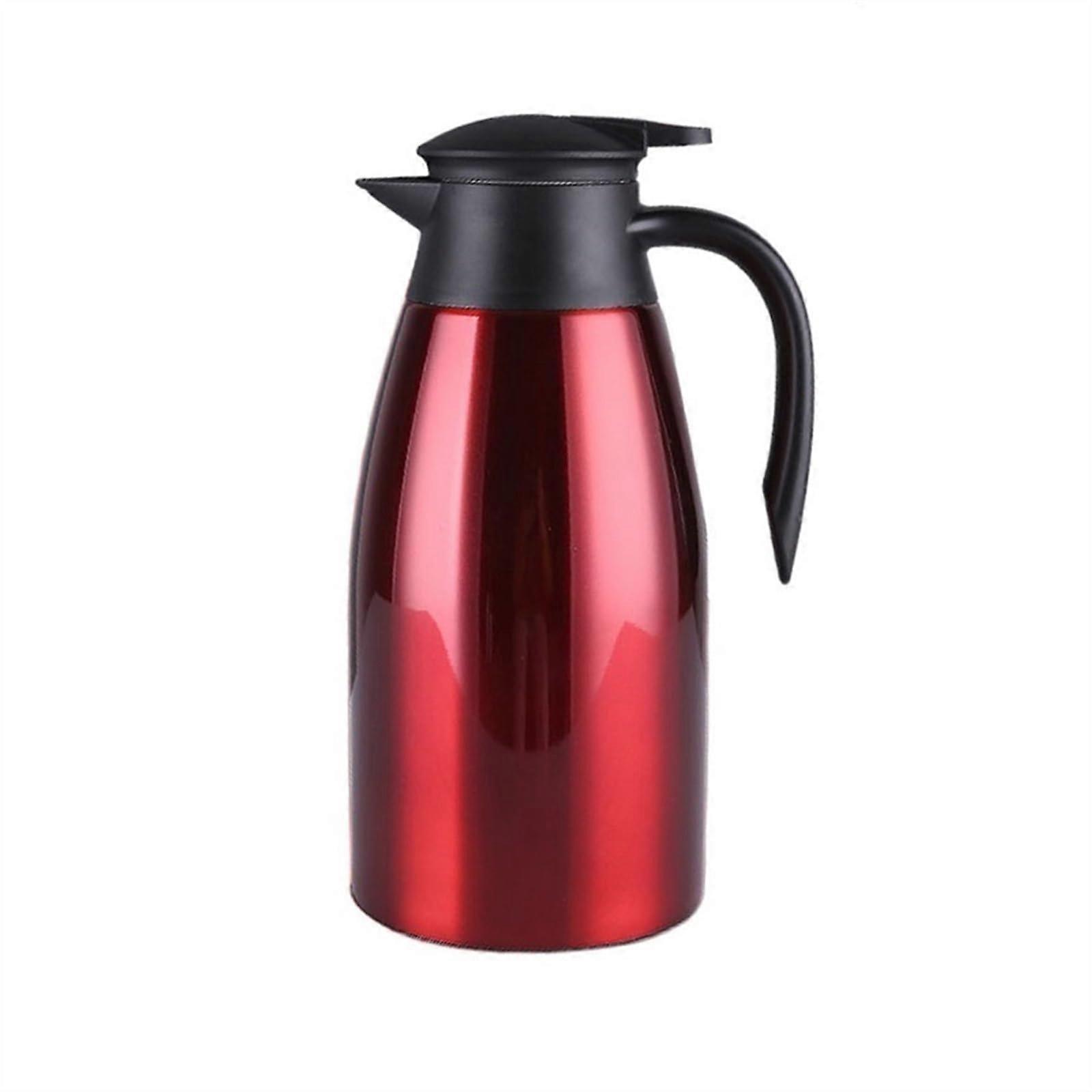 Thermal Coffee Carafe Jugs 2L Large Capacity, 304 Stainless Steel, Double-Layer Insulated Bottle, Color Blu or Rosso
