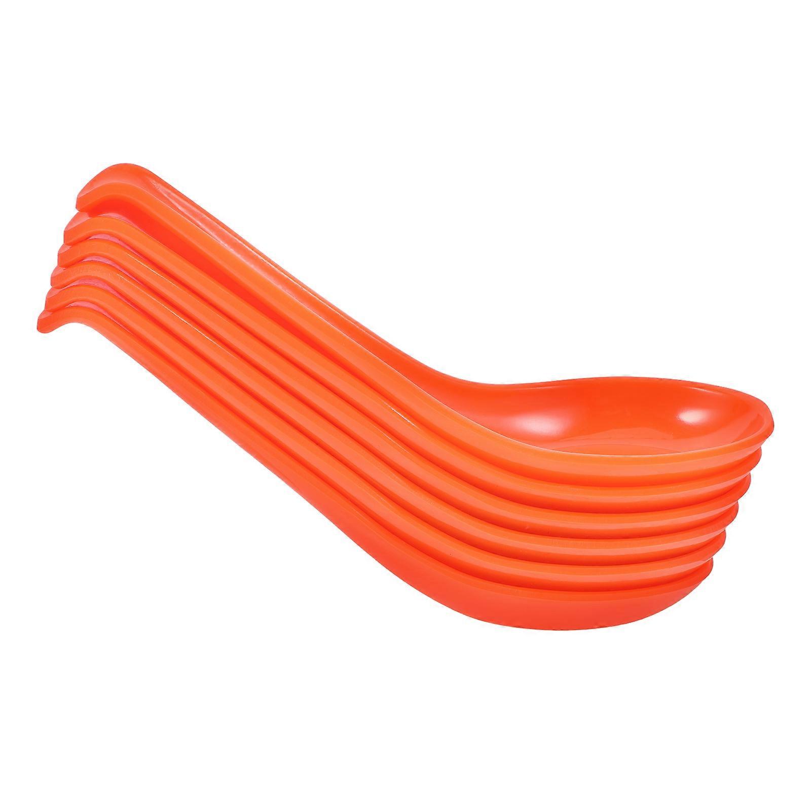 Orange Plastic Soup Spoon with Comfortable Handle for Kitchen Use 6 Pieces