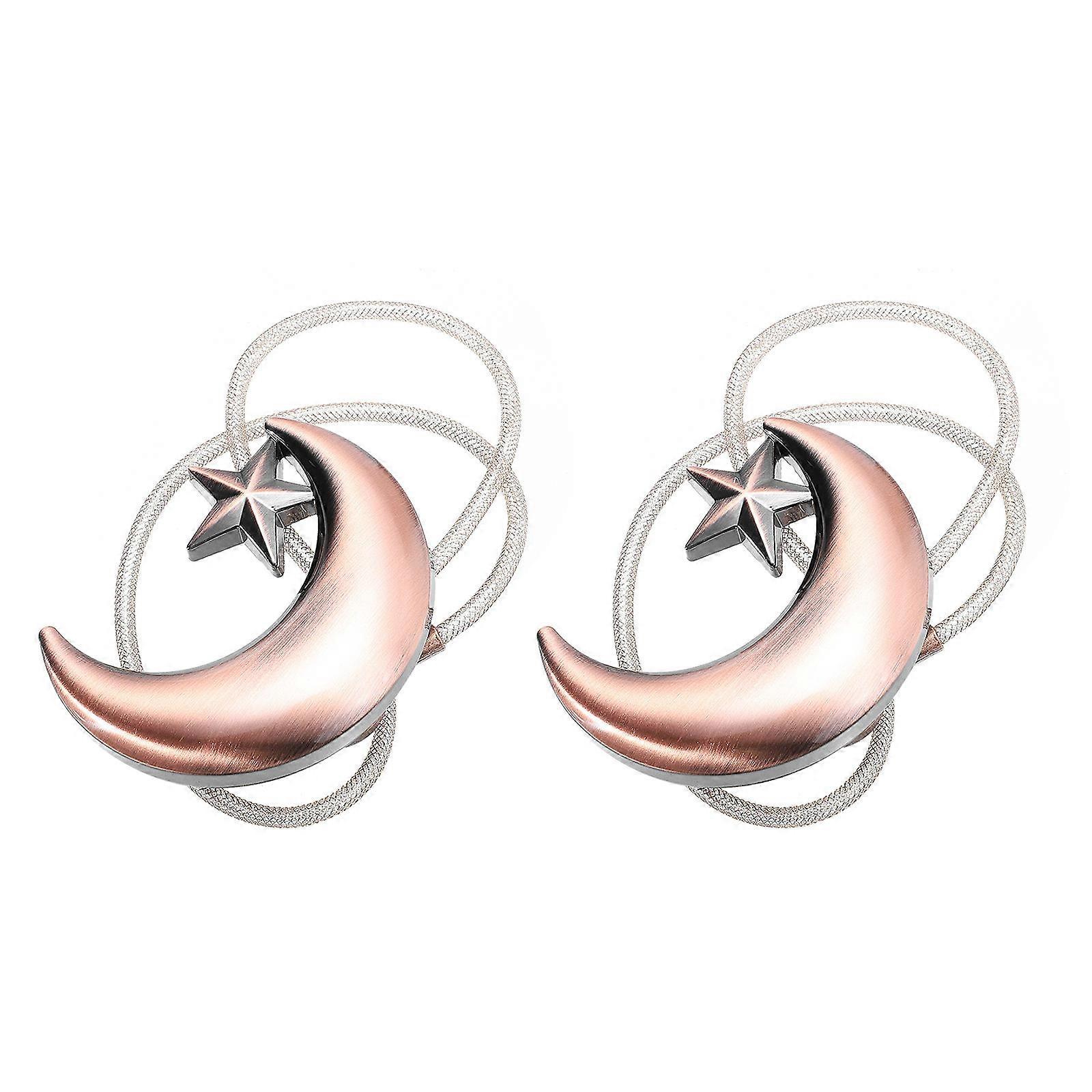 2Pack Curtain Tiebacks Metal Magnetic Hold Curtains Moon Shape Red Zinc Alloy