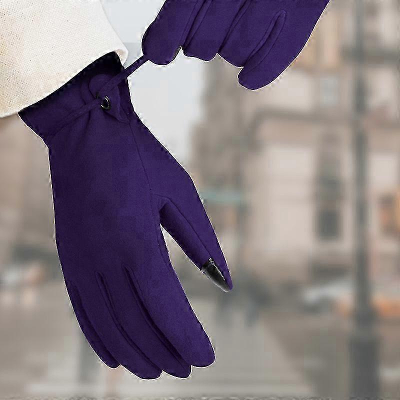 Women's Fashionable Deer Leather Gloves with Touch Screen Functionality - Warm and Stylish