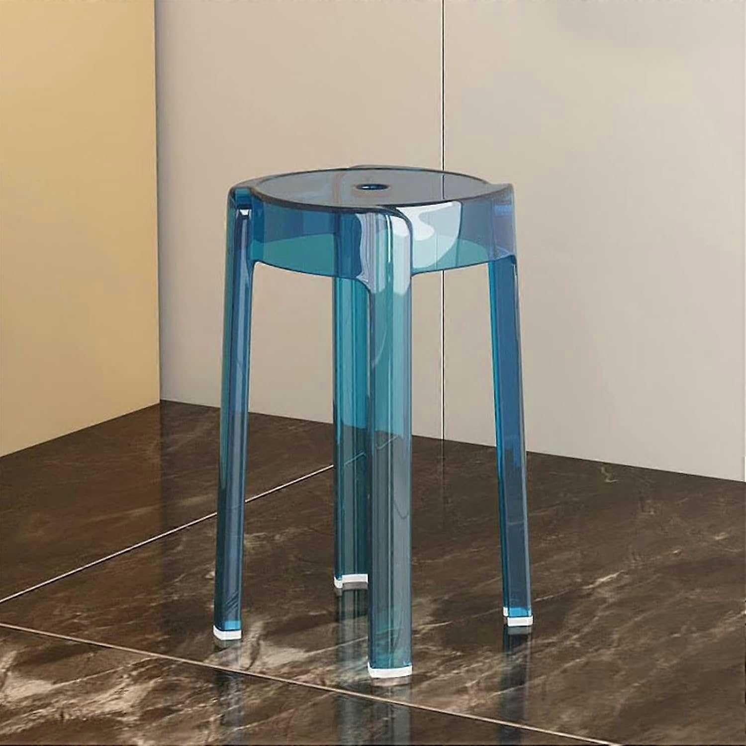 Set of 2 Transparent Acrylic Bar Stools Modern Stackable Design 46cm Height NoBack Dining Stools Decorative Caf Furniture for Home Kitchen
