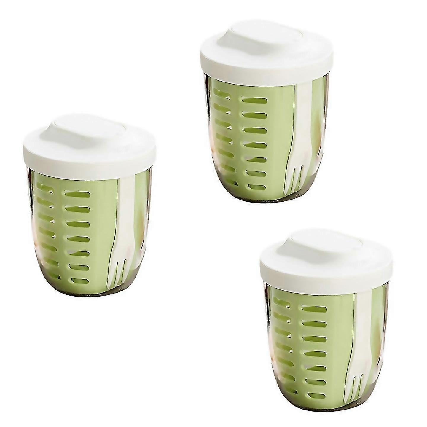 For Salad Cup Picnic Fruit Cup Doublelayer Drain Cupgreen