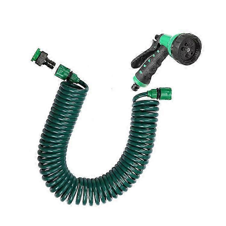 Tuyau d’arrosage extensible à 7 fonctions avec pistolet pulvérisateur flexible pour l’arrosage des plantes, nettoyage de la terrasse du patio, longueur 7,5 m, vert