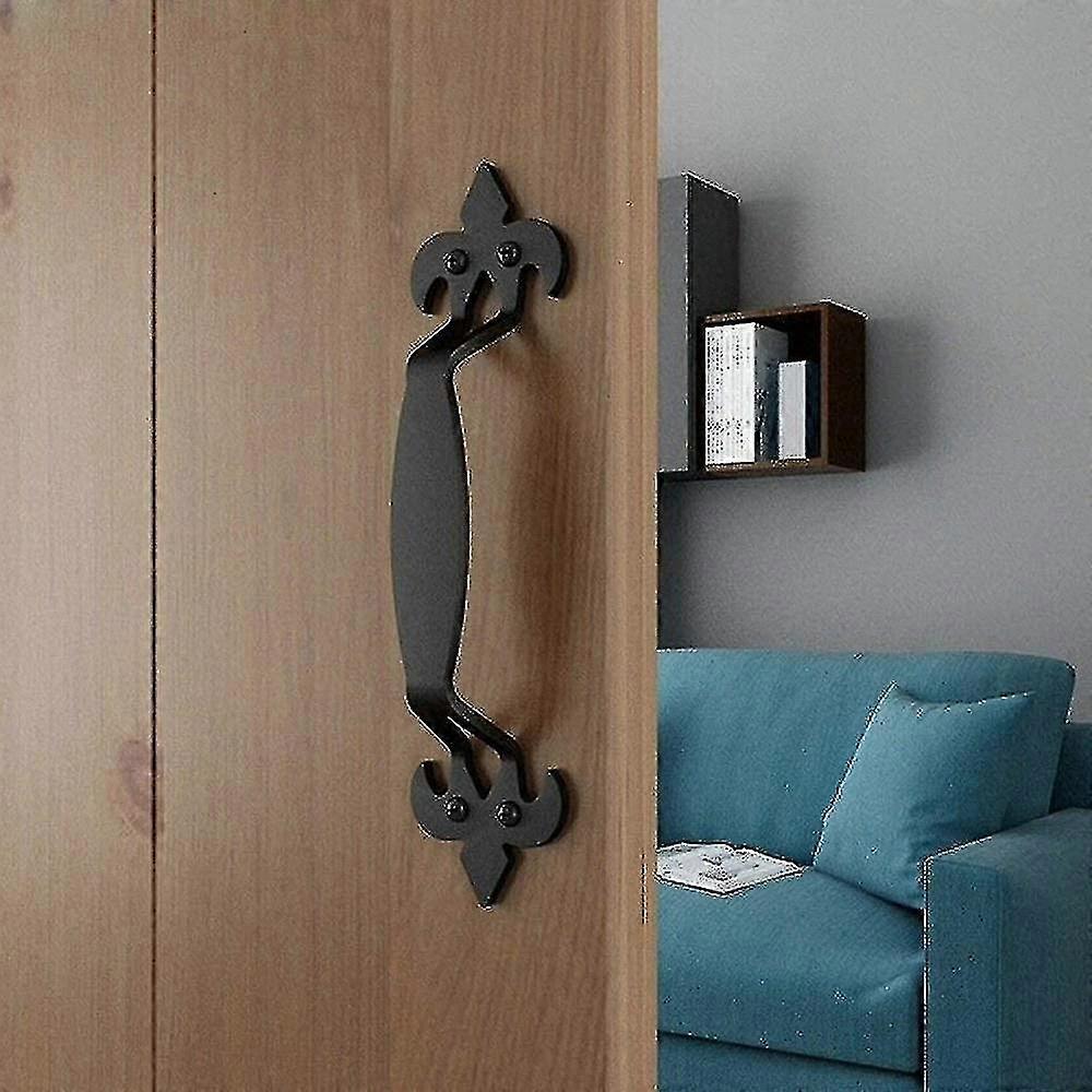 Black Iron Sliding Door Handles with Secure Screw Fixing