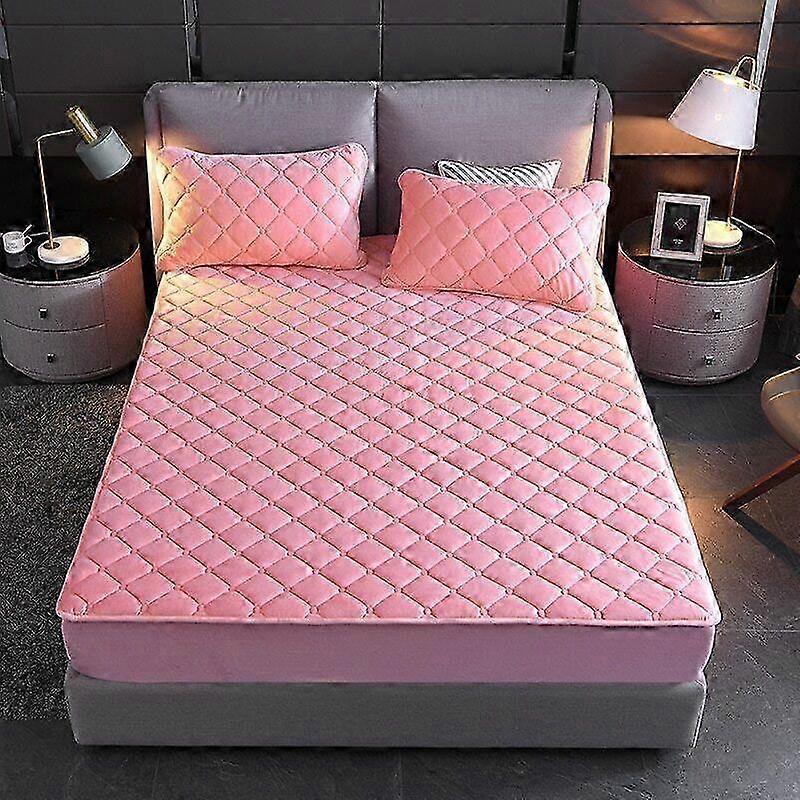 Flannel Quilted Mattress Cover Solid Color Warm Soft Fitted Sheet P...