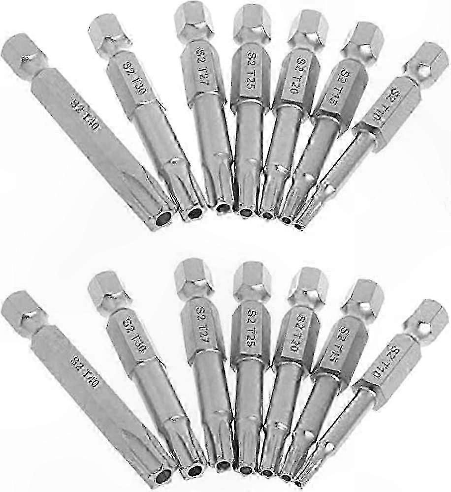 7-Piece Torx Star 5-Point Security Bit Set, T10-T40, Hex Shank Magnetic Screwdriver Bits for Precision Repair and Maintenance Tasks