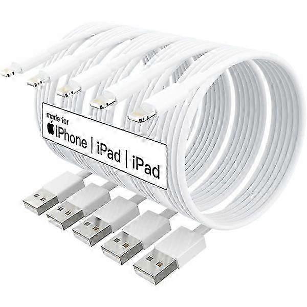 5X Lightning USB cable for Apple for your iPhone, iPad 1m White