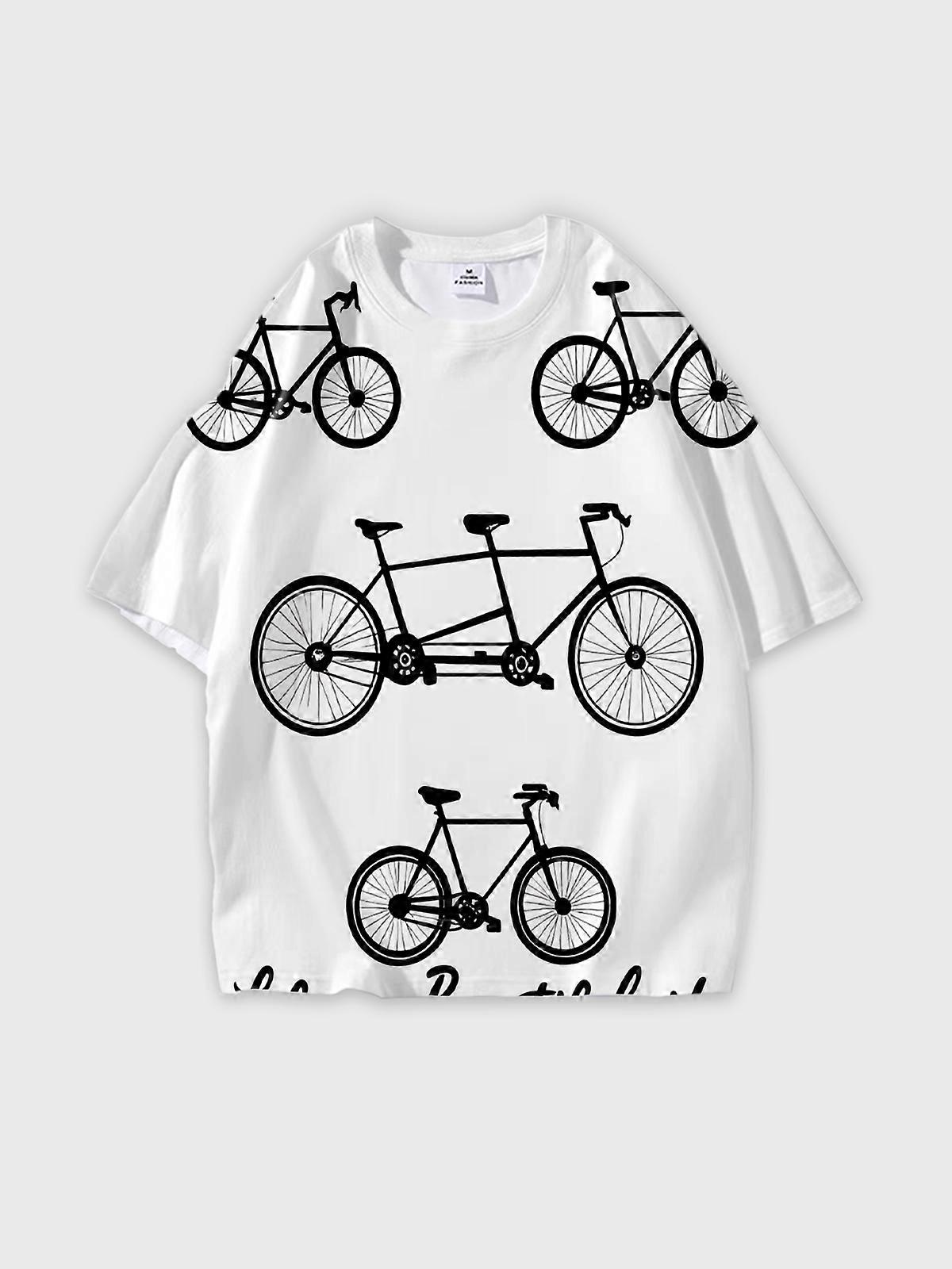 T-Shirt Round Neck, Loose Short Sleeve Pattern Graphic Tee, Unisex Summer Casual Top U2110