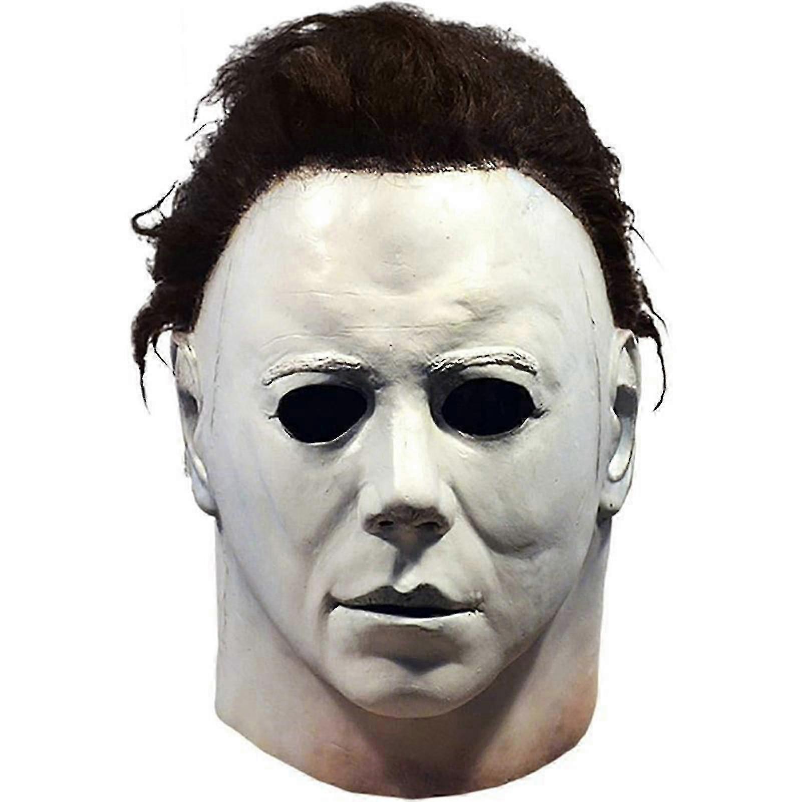 Halloween Narbe Weiß Michael Myers Maske Hochwertige Latex Lebensechter Horror Weiß Gesicht Kopfbedeckung mit