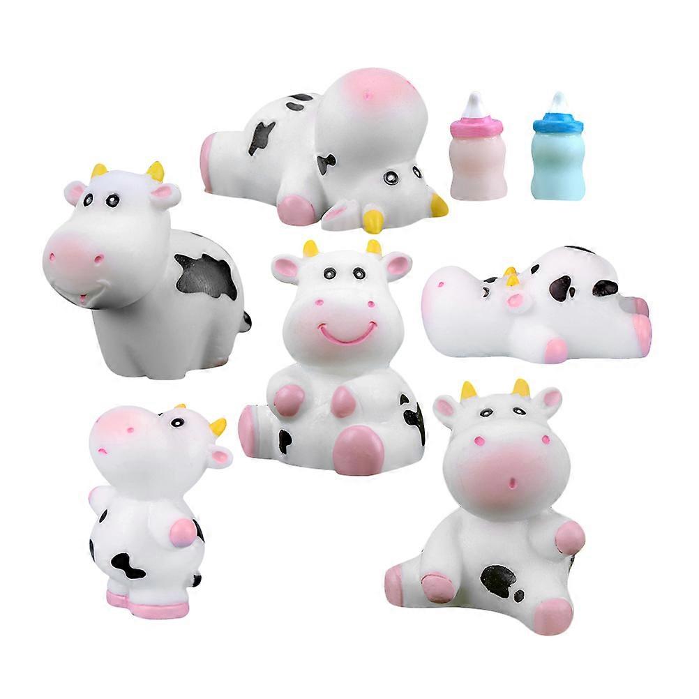 Cow Resin Figures Home Decoration 1 Set Assorted Color Enhances Aesthetic Appeal