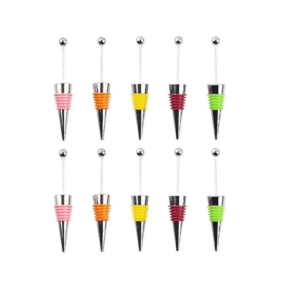 10Pcs DIY Beadable Wine Stopper Party Wedding Bar Decor Sealed -Keeping Wine Champagne Stopper