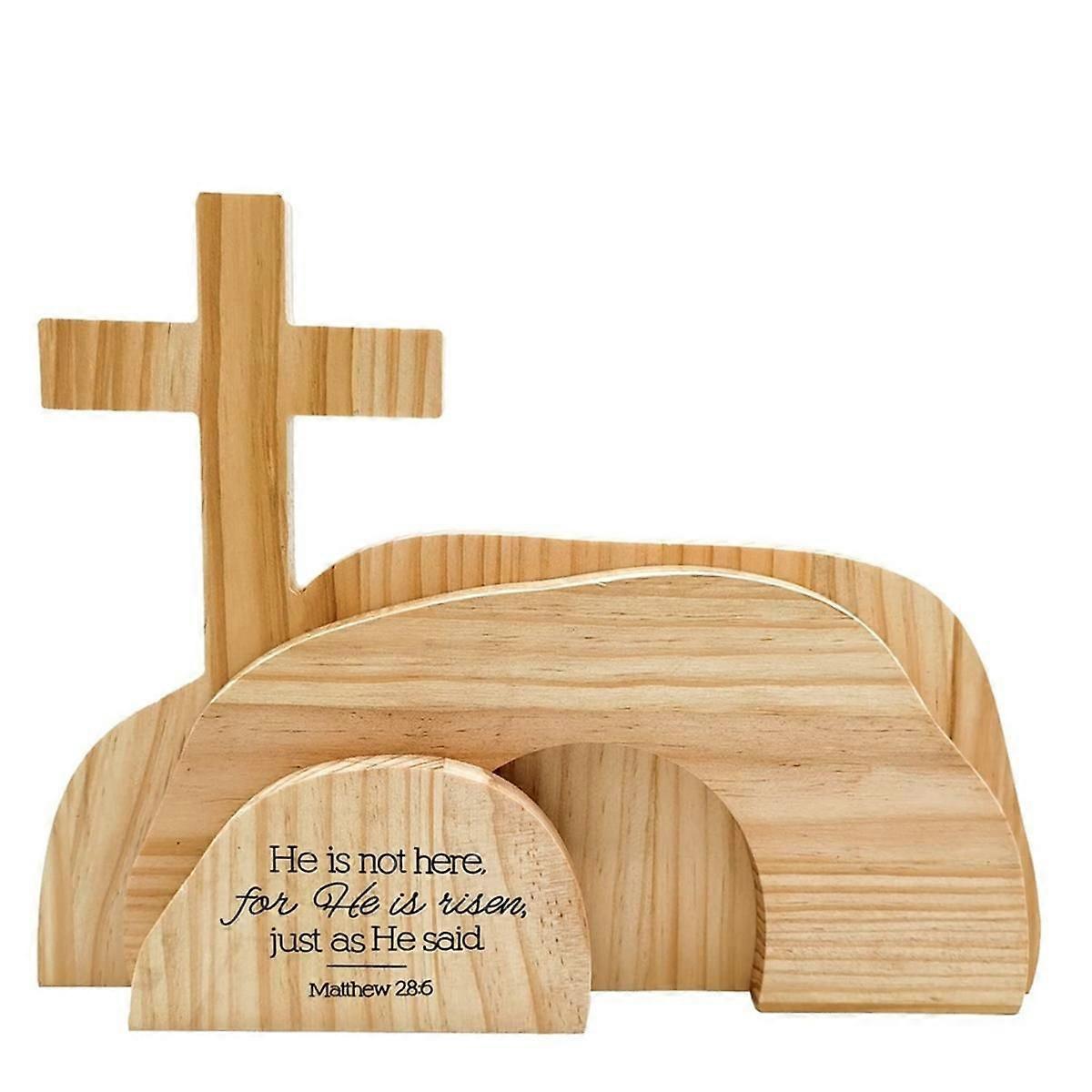 4 stk påske opstandelse scene sæt Han er træ bordplade centerpieces graven var tom scene dec