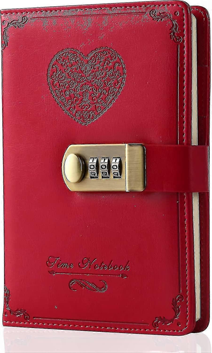 Leather Journal with Combination Lock for Girls and Women - Cute Secret Diary Notebook in B6 Size