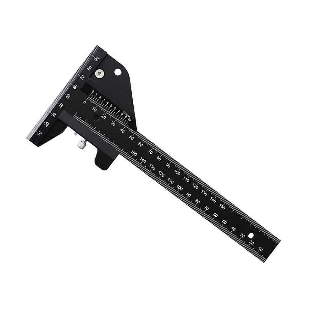 Multi-Function Scribing Tool Woodworking Ruler T-Shaped Aluminum Alloy Black for Measuring 1Pack