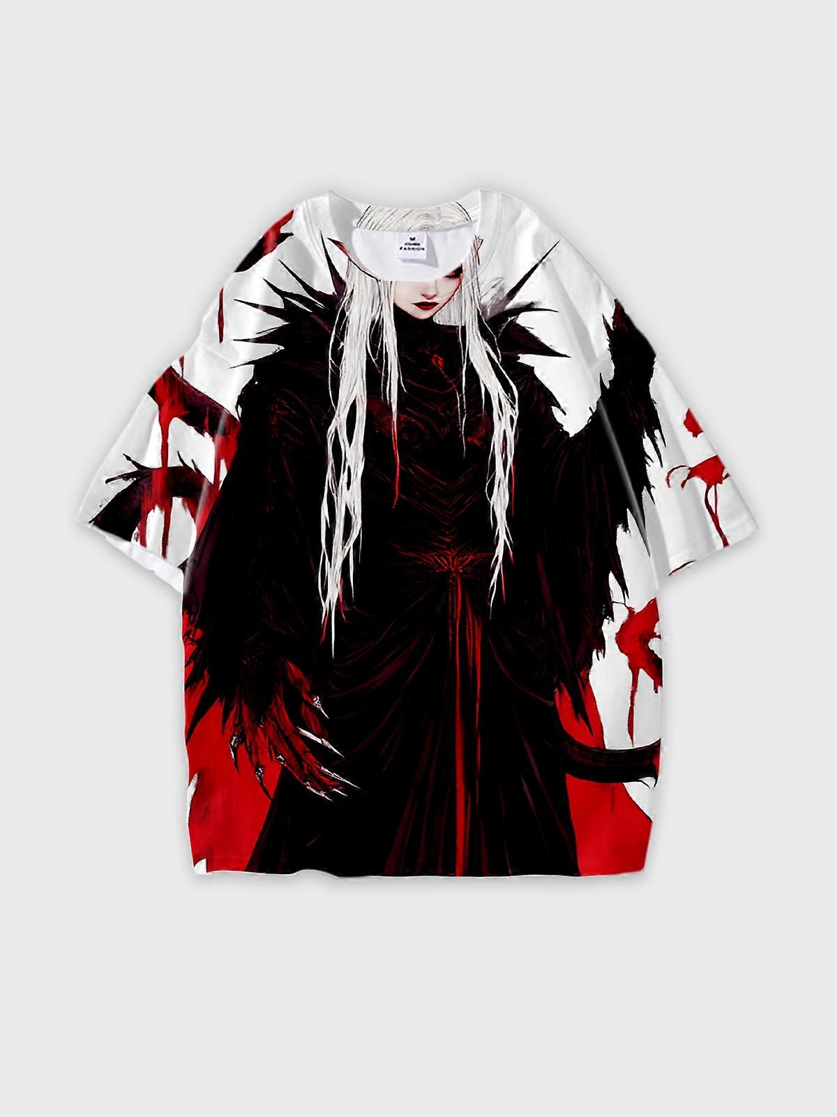 T-Shirt Round Neck, Loose Short Sleeve Pattern Graphic Tee, Unisex Summer Casual Top W1940