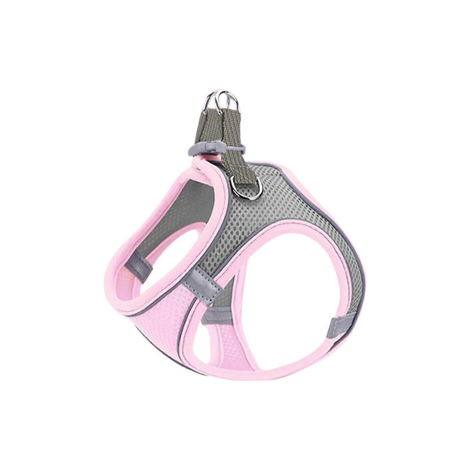 Soft Mesh Dog Harness and Leash Set NoChock StepIn Breathable Vest Harness With Safety Buckle Pink L For Small Dogs