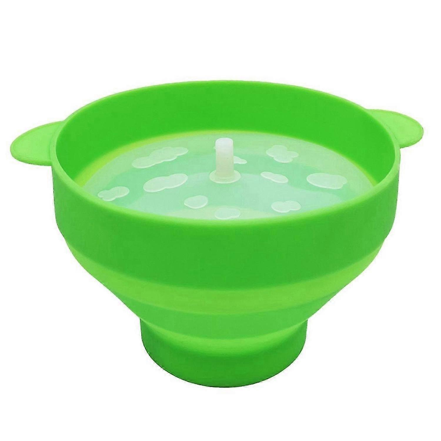 Popcorn Microwave Silicone Foldable Kitchen Easy Tools DIY Popcorn Bucket Bowl Maker with Lid,Green