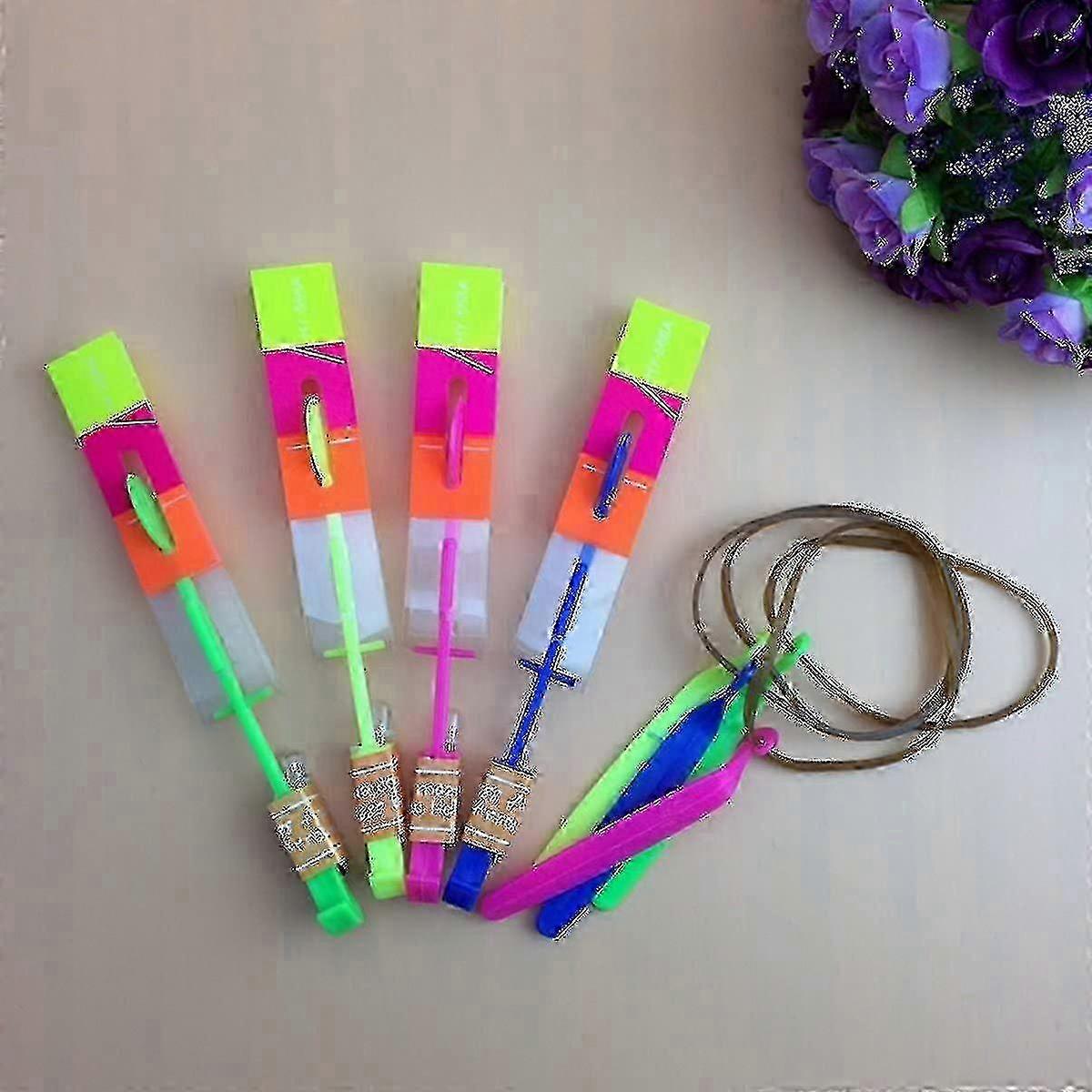 48pc LED Light Arrow Rocket Helicopter Flying Toy - Fun Party Gift with Elastic Launch