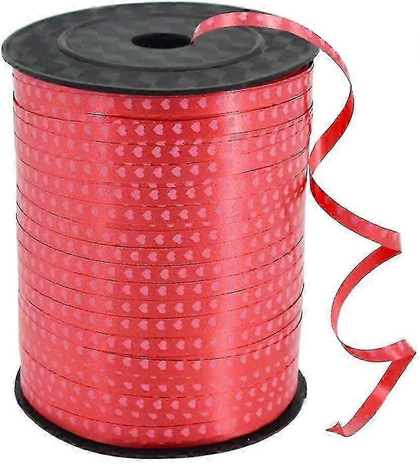 500 Yard Red Heart Crimped Curling Ribbons Gift Wrapping Ribbon Balloon String Roll Valentines Day For Party Decor Festival Art Craft Florist Flowers